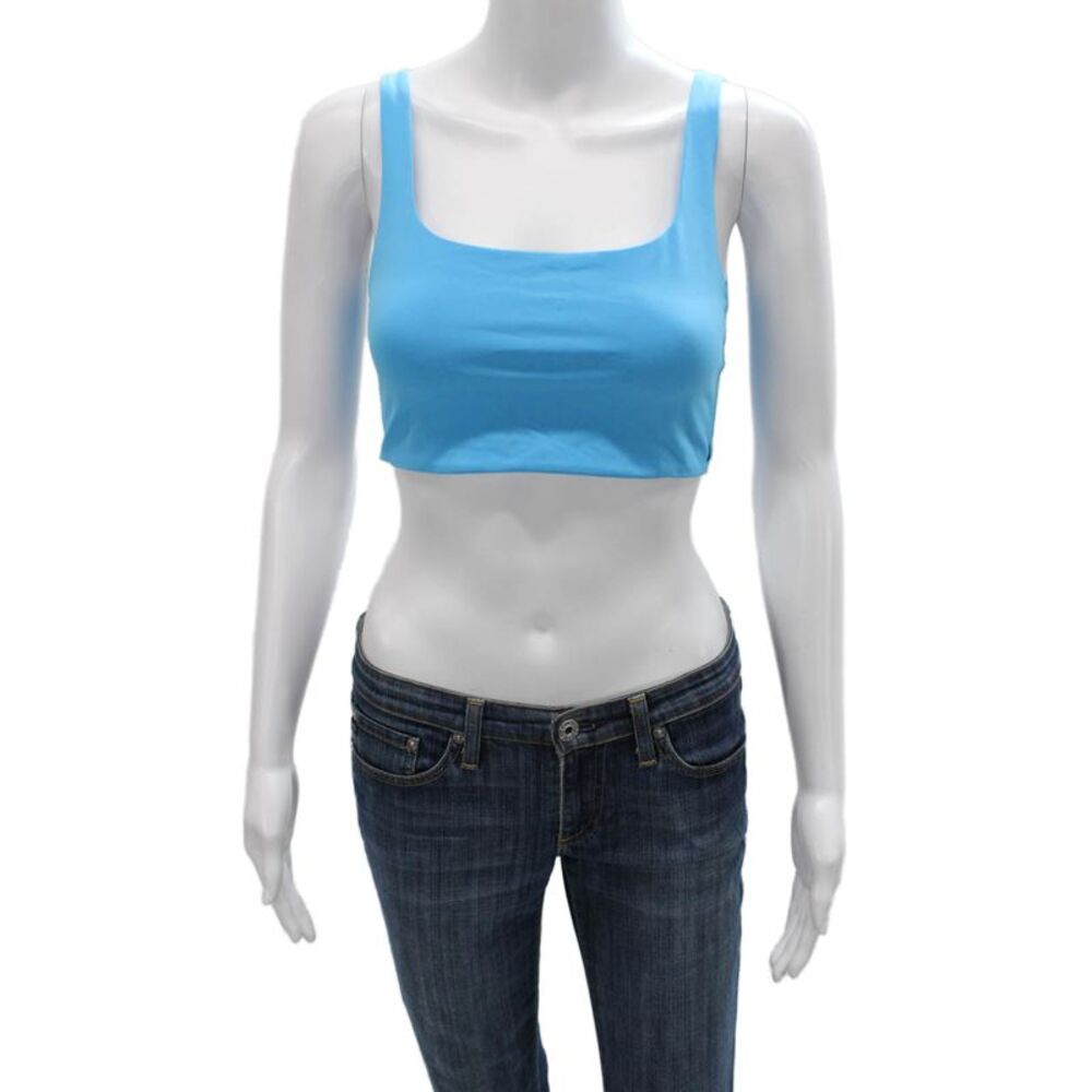 Lululemon Womens Square Neck Stretch Knit Sports Bra Blue Size 10